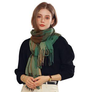 8616 Winter Plaid Scarf Cashmere Shawl For Women Men Checked Pashmina